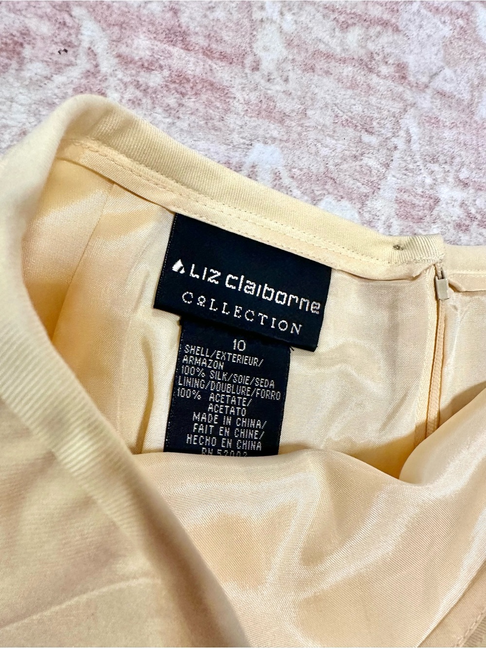 Vintage 🌼 100% Silk Butter Yellow Liz Claiborne Skirt W/ Pockets - Picture 4 of 12